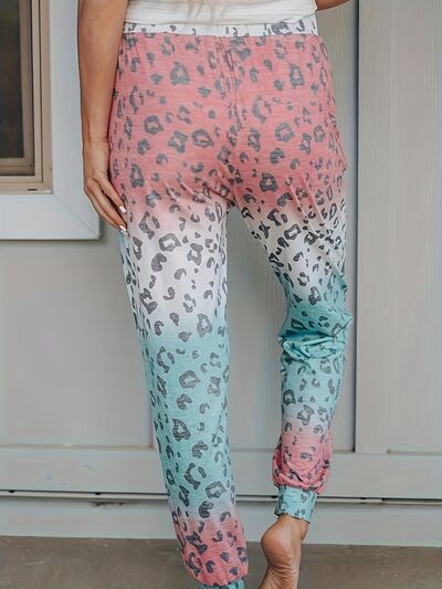 swvws Drawstring Leopard Pants with Pockets