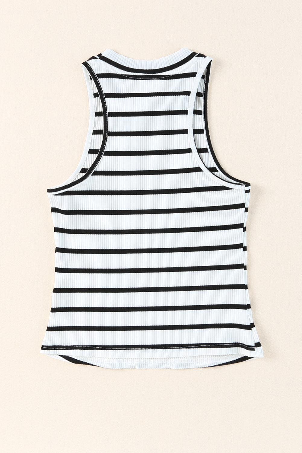 swvws Striped Ribbed Round Neck Tank