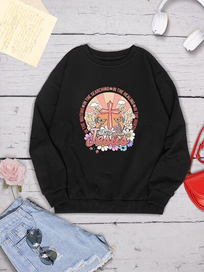 swvws Cross Graphic Round Neck Sweatshirt