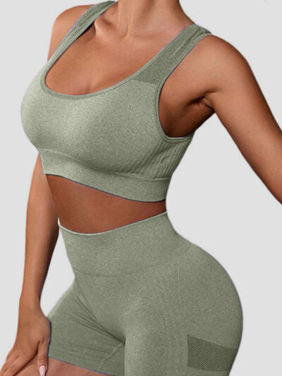 swvws Cutout Scoop Neck Tank and Shorts Active Set