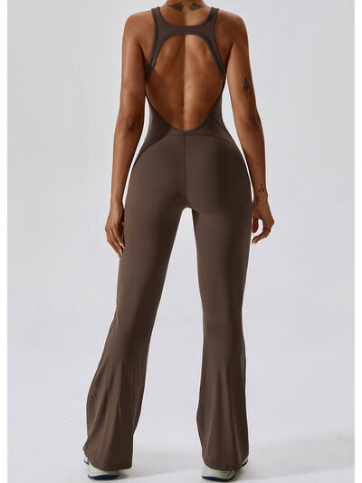 swvws Cutout Wide Strap Bootcut Active Jumpsuit