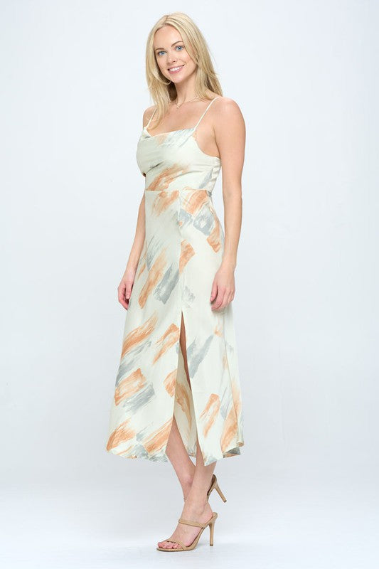 swvws Paint Stroke Midi Slip Dress