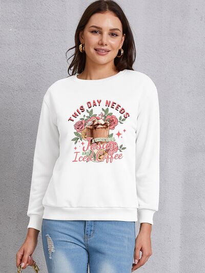 swvws Letter Graphic Round Neck Sweatshirt