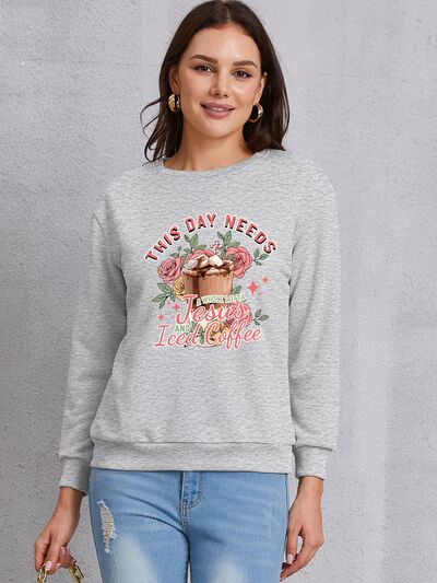 swvws Letter Graphic Round Neck Sweatshirt