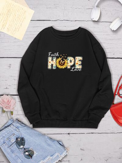 swvws FAITH HOPE LOVE Round Neck Sweatshirt