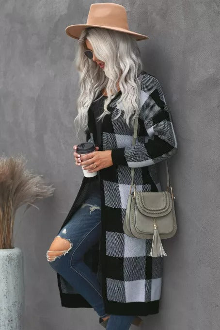 swvws Buffalo Plaid Duster Cardigan