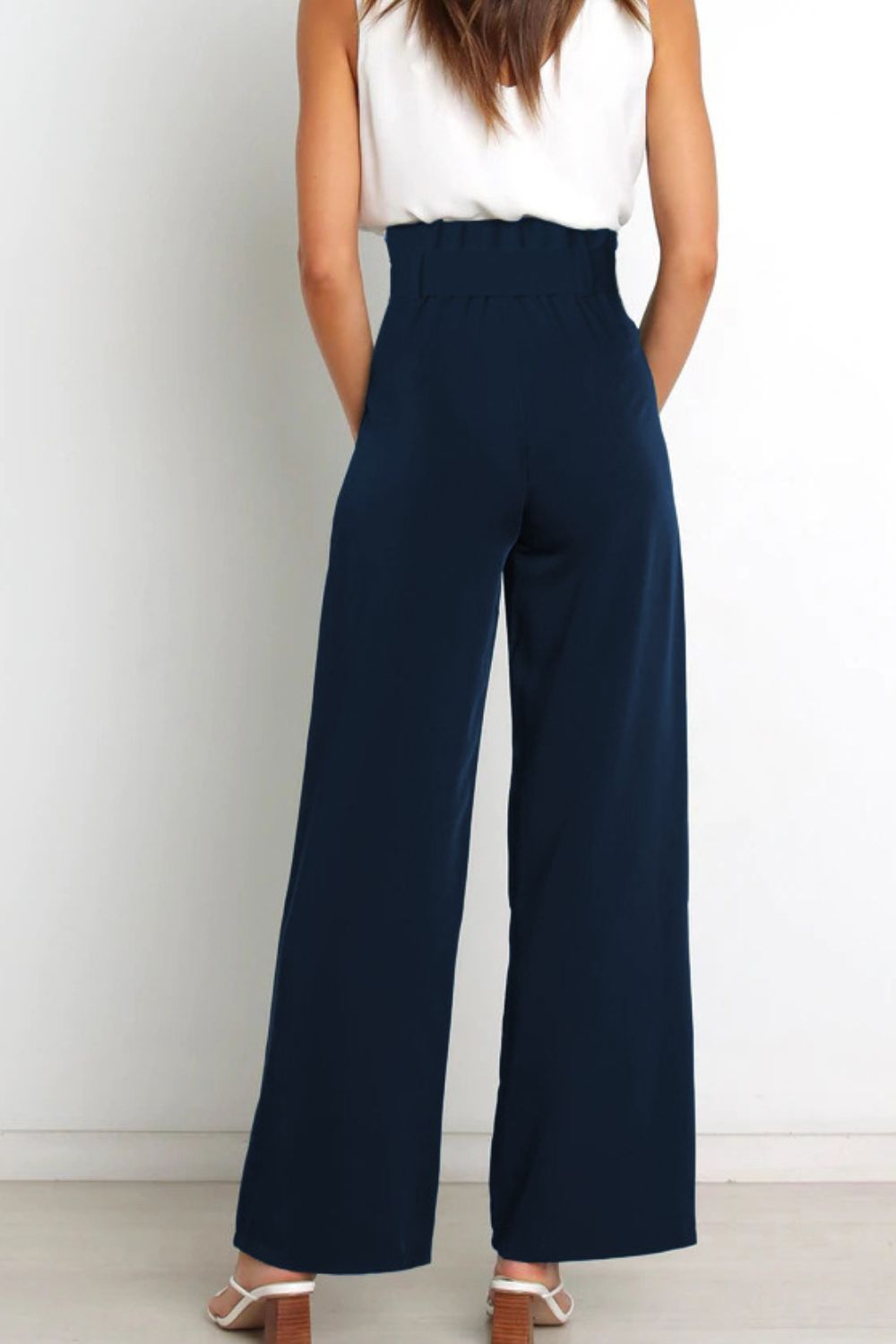 swvws Tie Front Paperbag Wide Leg Pants