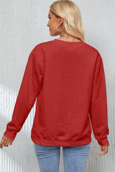 swvws XOXO Heart Round Neck Dropped Shoulder Sweatshirt