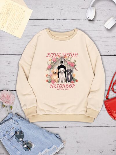 swvws LOVE YOUR NEIGHBOR Round Neck Sweatshirt