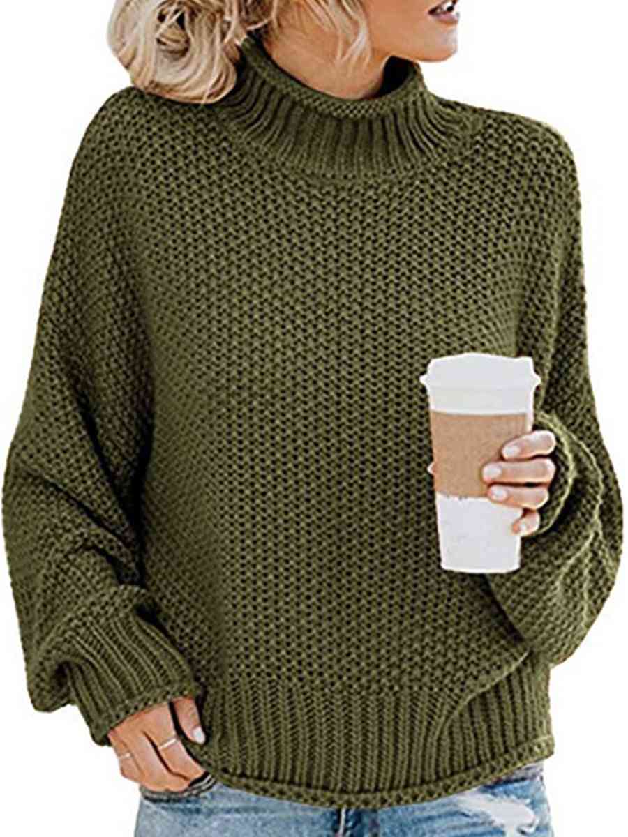 swvws Turtleneck Dropped Shoulder Sweater