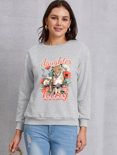 swvws Leopard Graphic Round Neck Sweatshirt