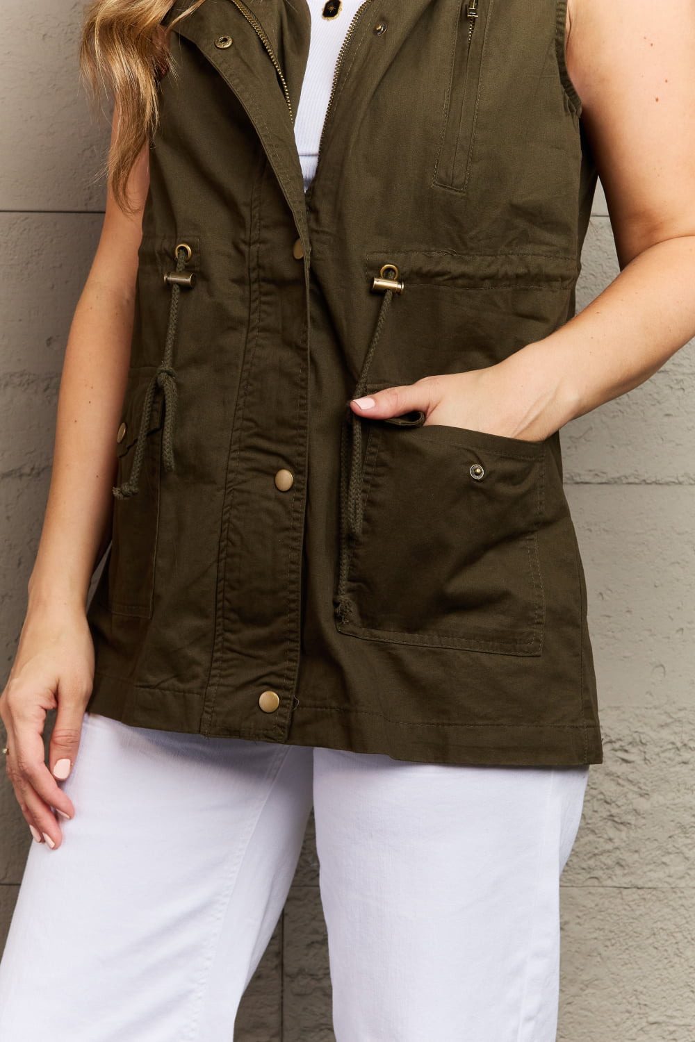 swvws Zenana More To Come Full Size Military Hooded Vest