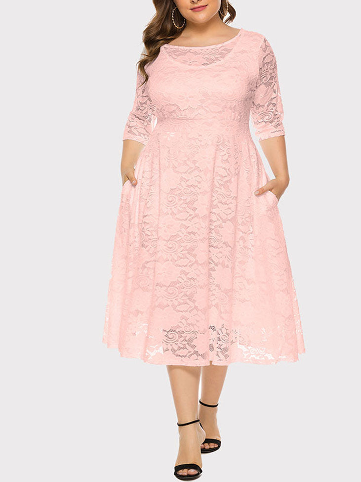 Sixsr Lace Evening A-Line Dress