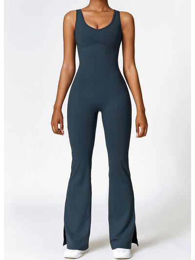 swvws Wide Strap Bootcut Slit Active Jumpsuit