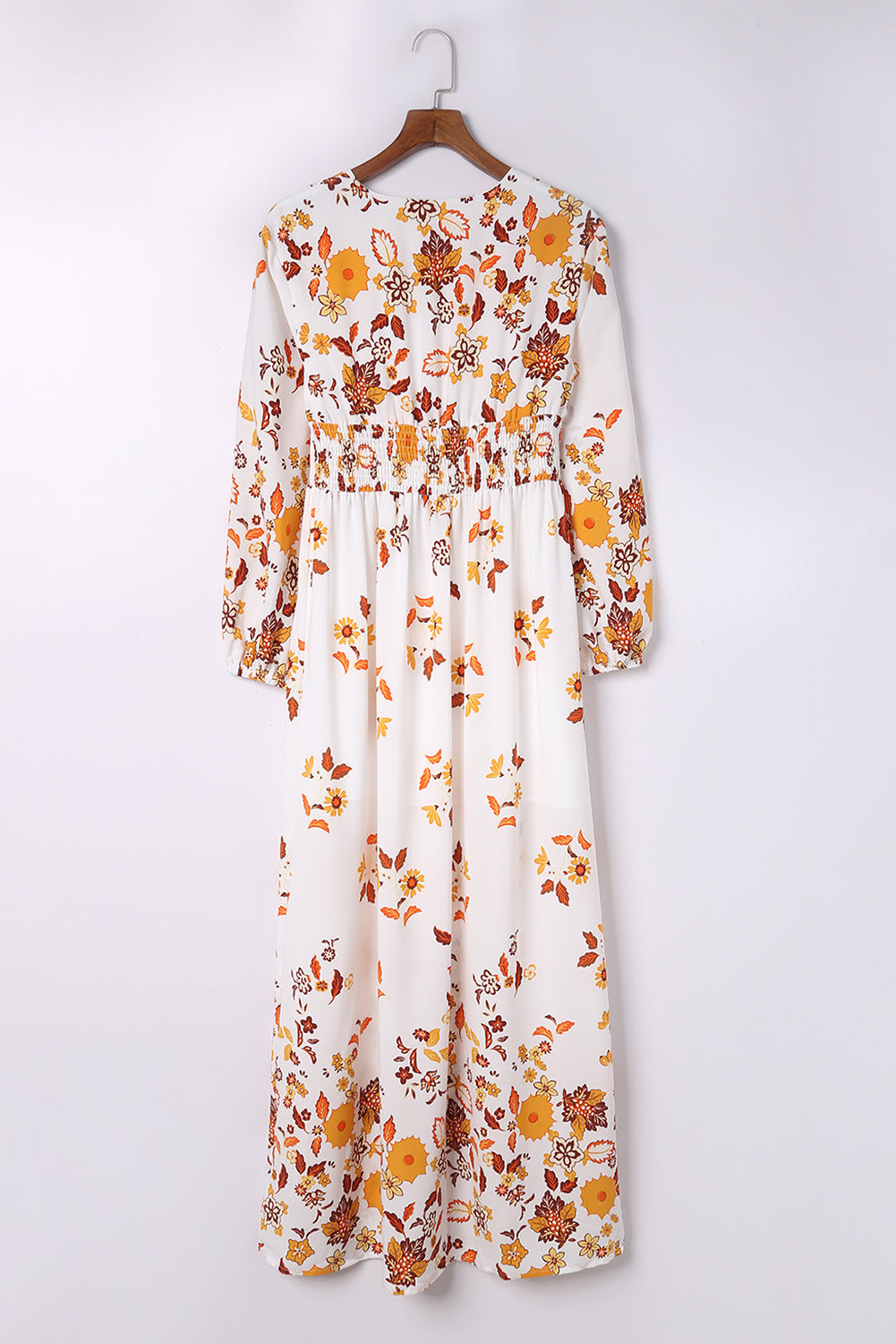 swvws Floral V-Neck Long Sleeve Maxi Dress