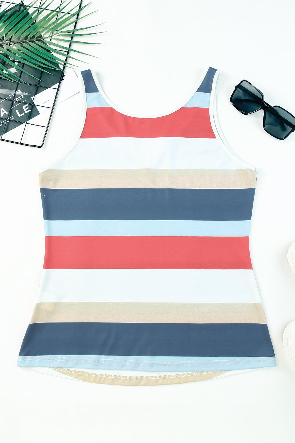 swvws Striped Notched Neck Tank