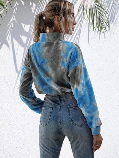 swvws Tie-Dye Quarter Zip Dropped Shoulder Sweatshirt