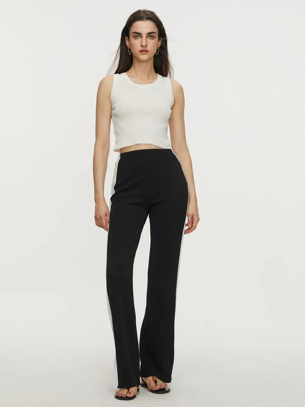 swvws Contrast Slit Long Pants