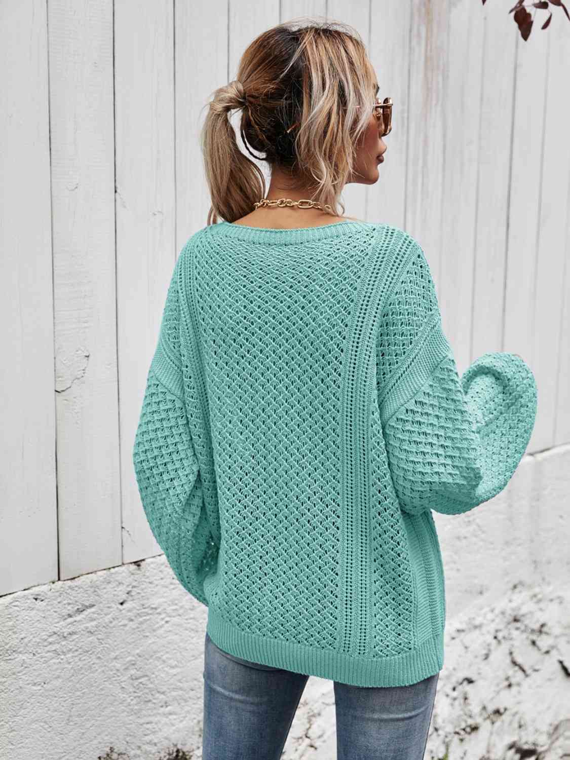 swvws V-Neck Dropped Shoulder Sweater