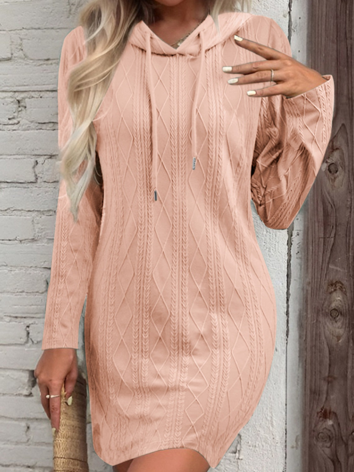 swvws Drawstring Hooded Sweater Dress