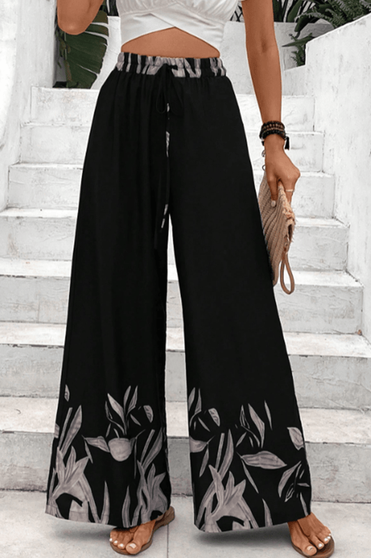 swvws Drawstring High Waist Relax Fit Long Pants