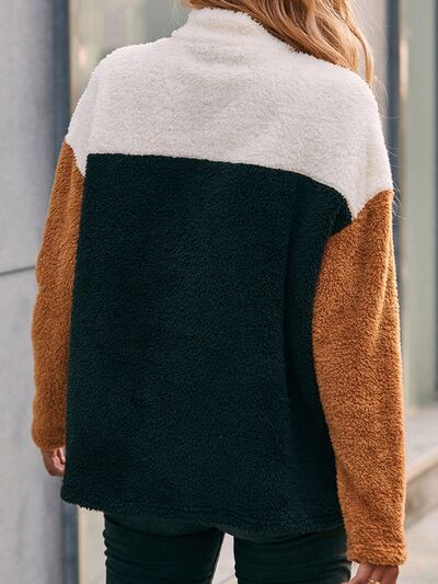 swvws Color Block Quarter Zip Dropped Shoulder Sweatshirt