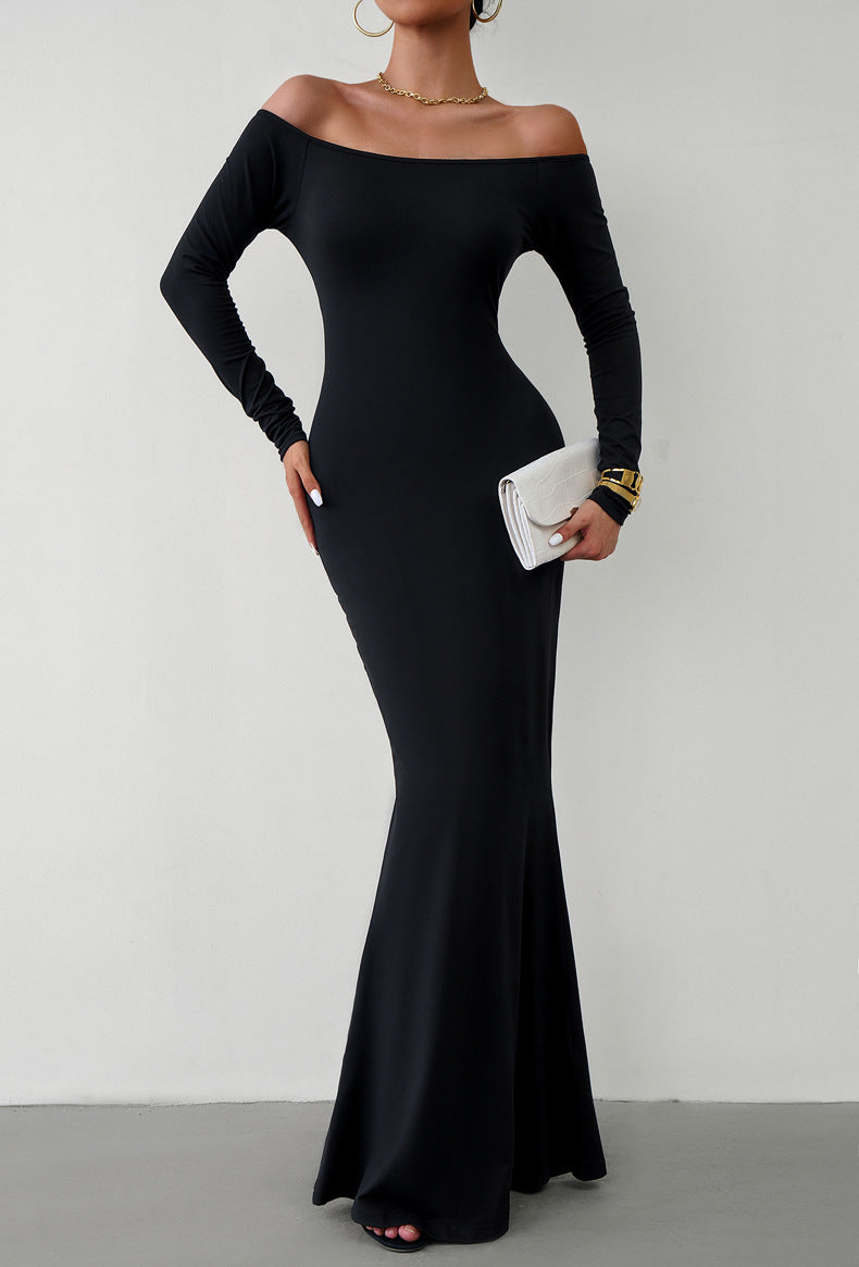 swvws Off-Shoulder Long Sleeve Maxi Dress