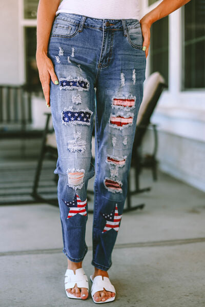 swvws Distressed Straight Jeans with Pockets