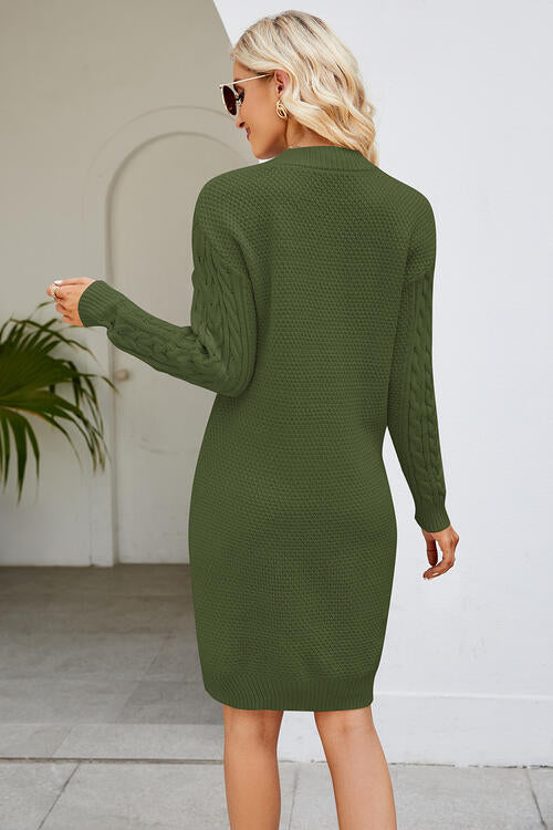 swvws Cable-Knit Long Sleeve Sweater Dress