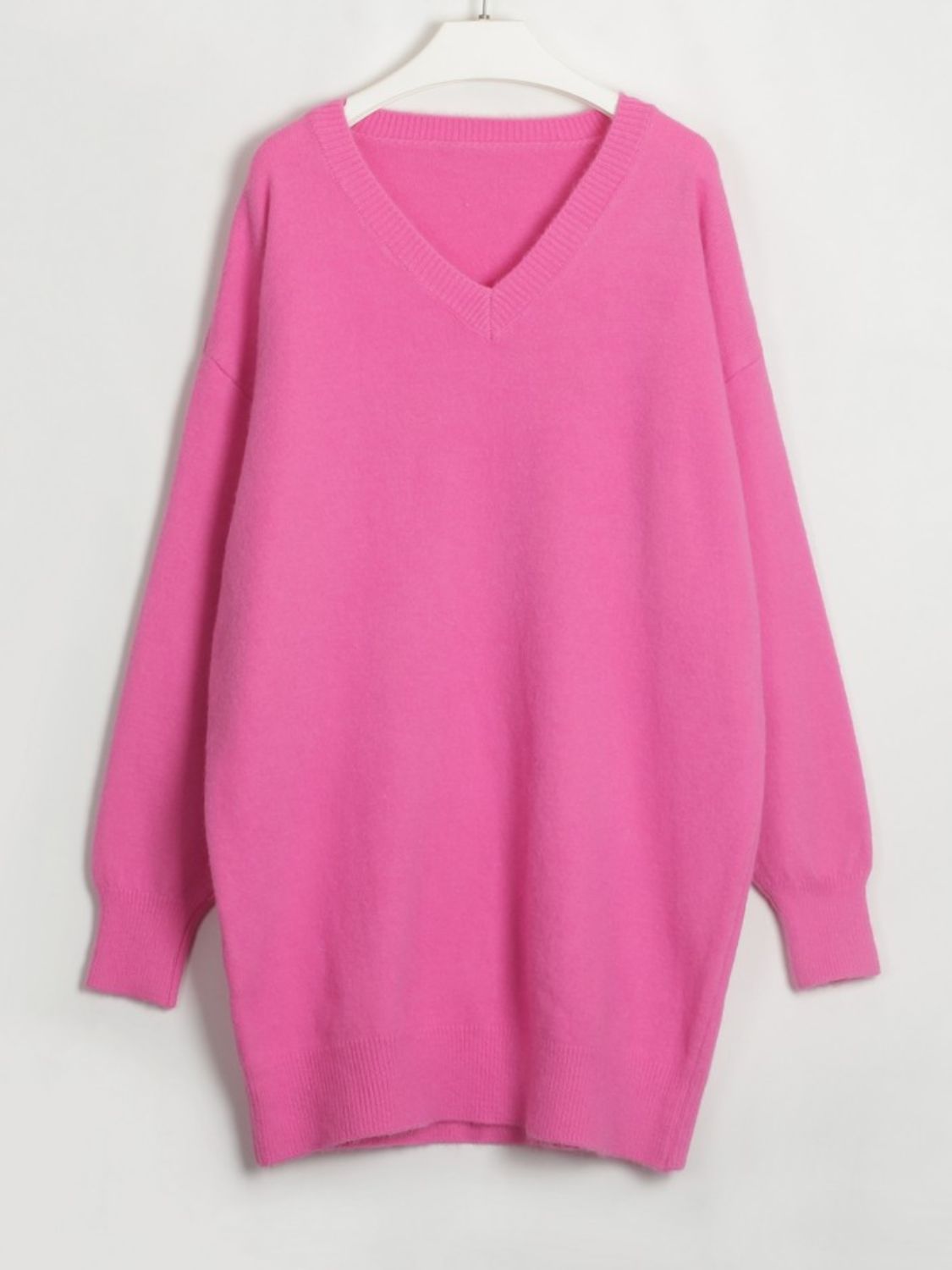 swvws V-Neck Dropped Shoulder Sweater Dress