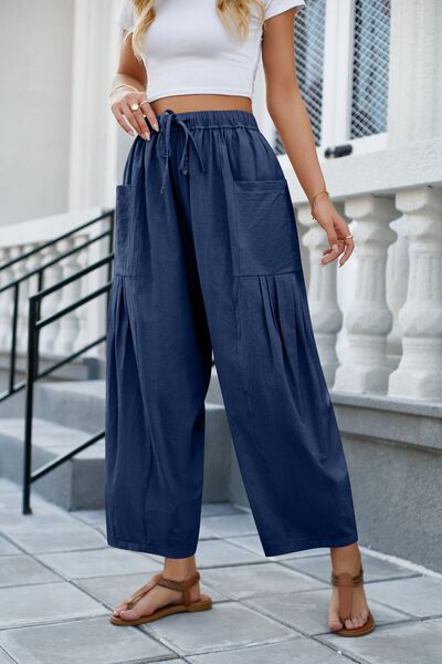 swvws Drawstring Pocketed Wide Leg Pant