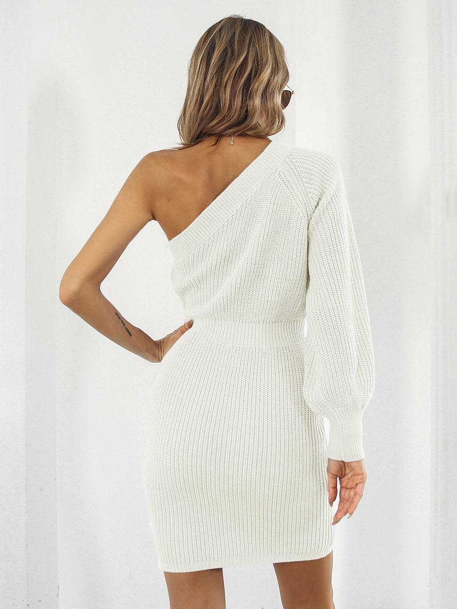 swvws One-Shoulder Mini Sweater Dress