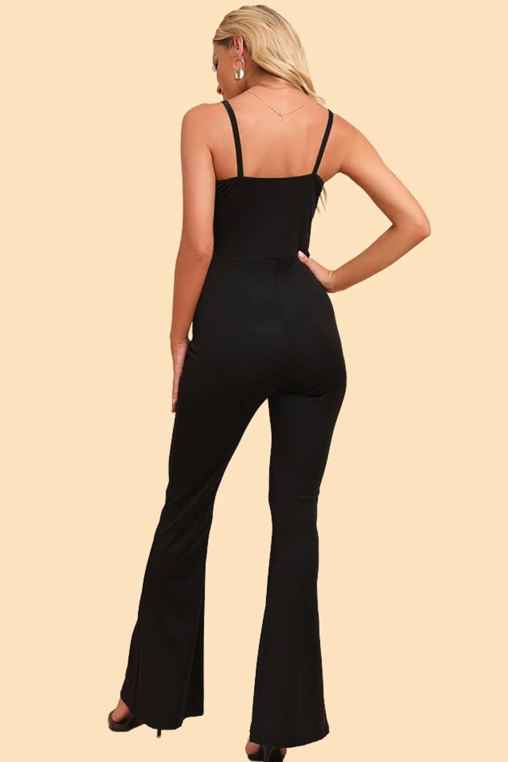 swvws Spliced Mesh Spaghetti Strap Jumpsuit