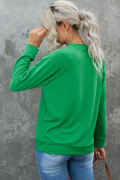 swvws LUCKY Round Neck Raglan Sleeve Sweatshirt