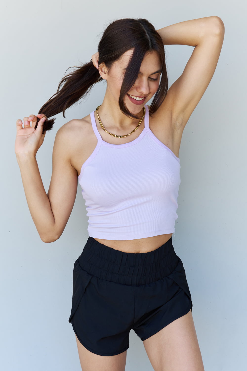 swvws Ninexis Everyday Staple Soft Modal Short Strap Ribbed Tank Top in Lavender