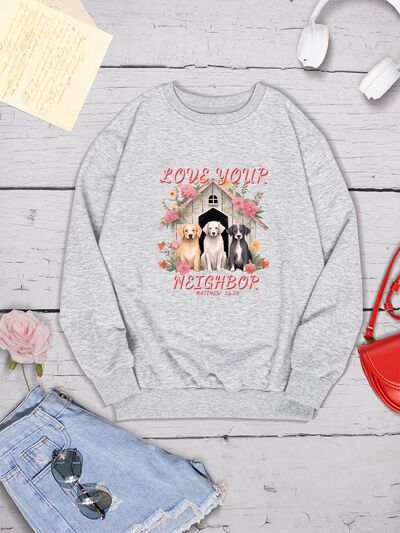 swvws LOVE YOUR NEIGHBOR Round Neck Sweatshirt