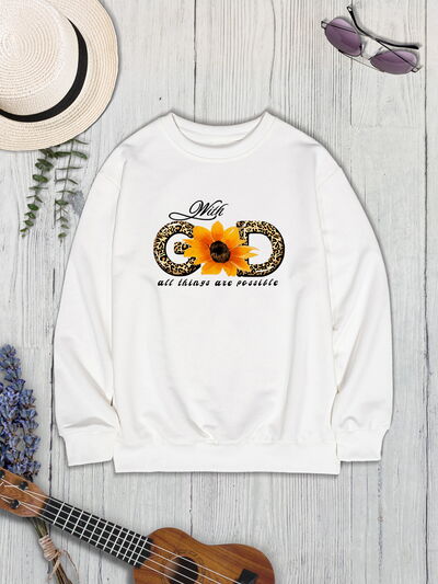 swvws Sunflower Round Neck Dropped Shoulder Sweatshirt