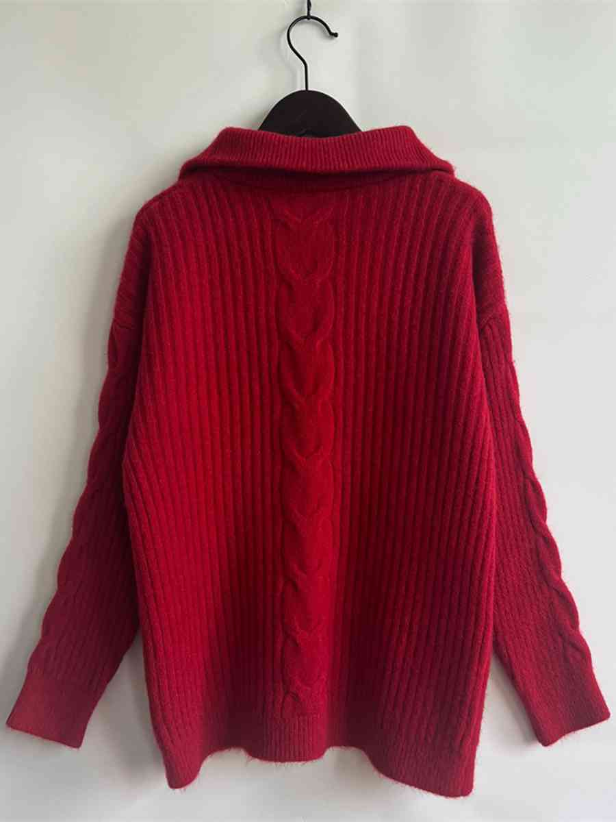 swvws Ribbed Half Zip Long Sleeve Sweater