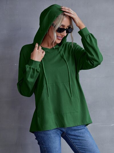 swvws Drawstring Pocketed Dropped Shoulder Hoodie