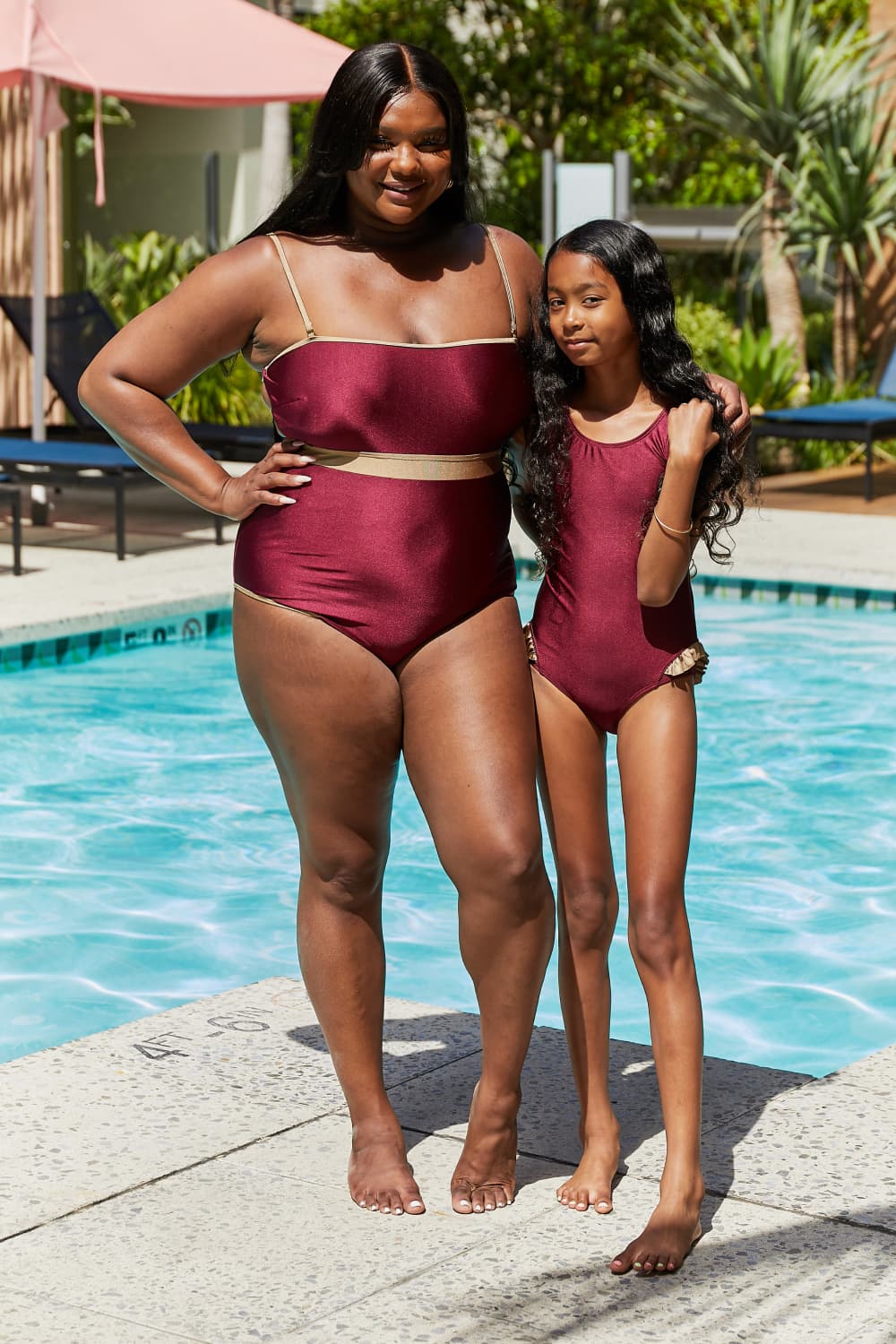 swvws Marina West Swim Wave Break Contrast Trim One-Piece in Wine