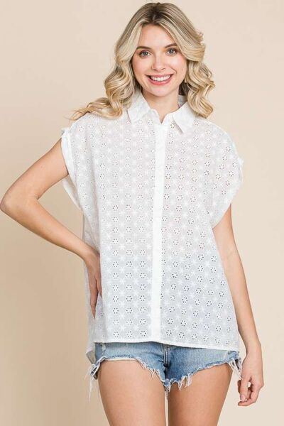 swvws Culture Code Eyelet Crisscross Back Button Up Shirt