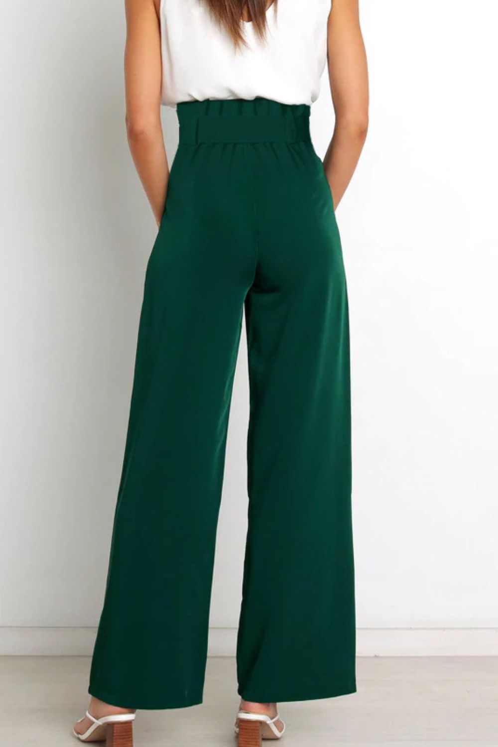 swvws Tie Front Paperbag Wide Leg Pants