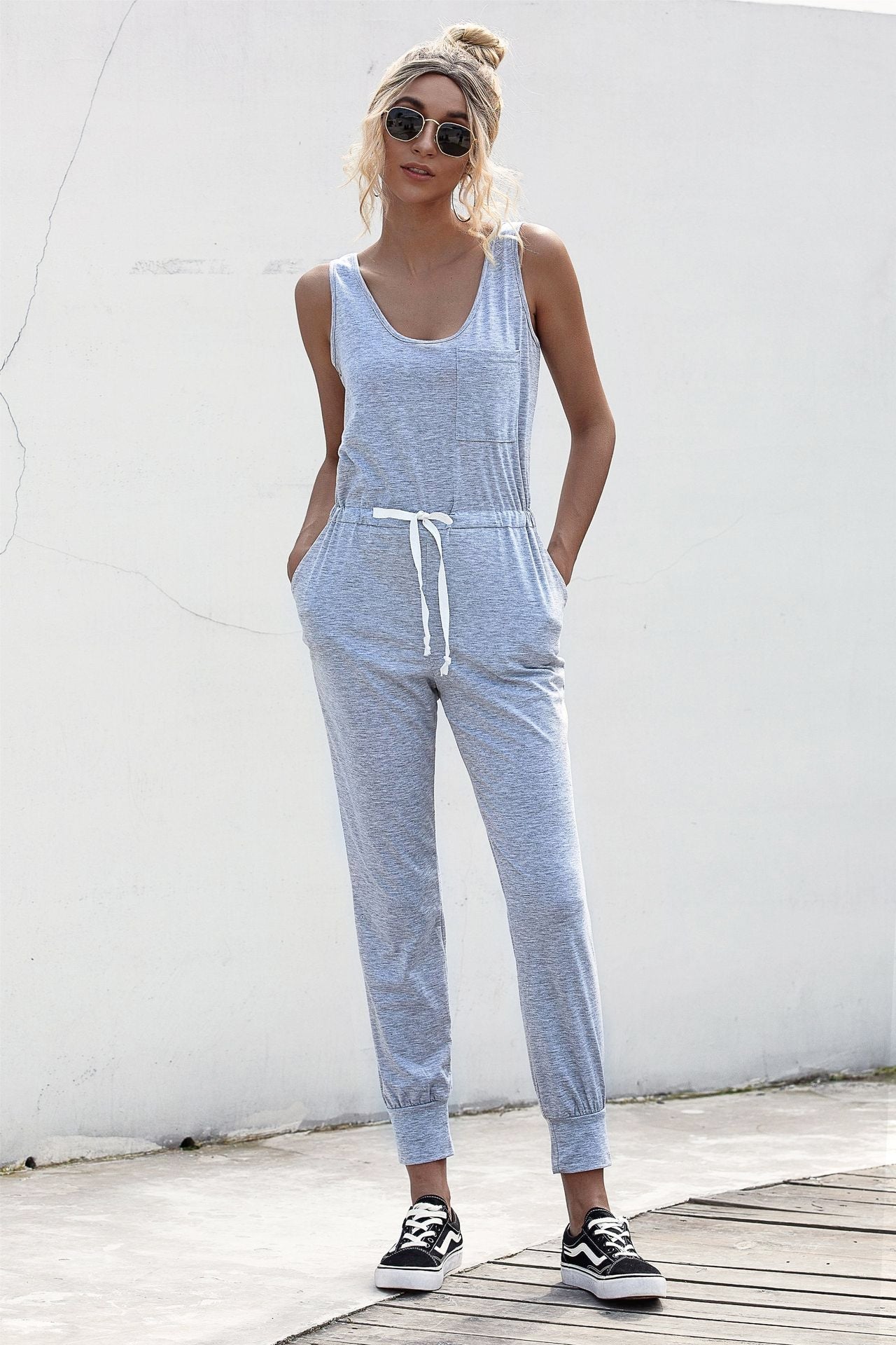 swvws Knot Sleeveless Waist Jumpsuit