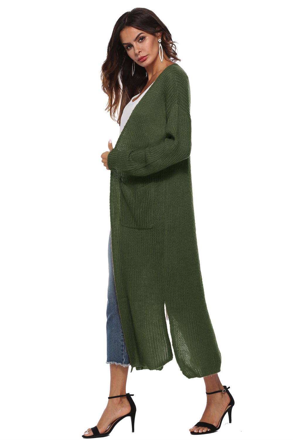 swvws Long Sleeve Open Front Buttoned Cardigan