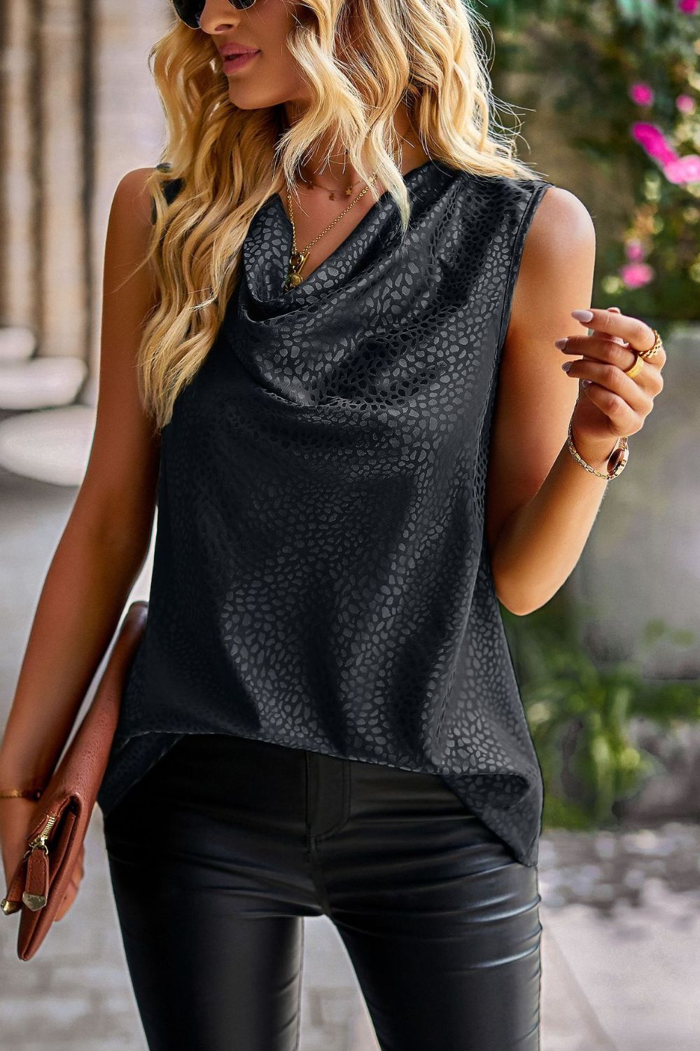 swvws Printed Cowl Neck Tank