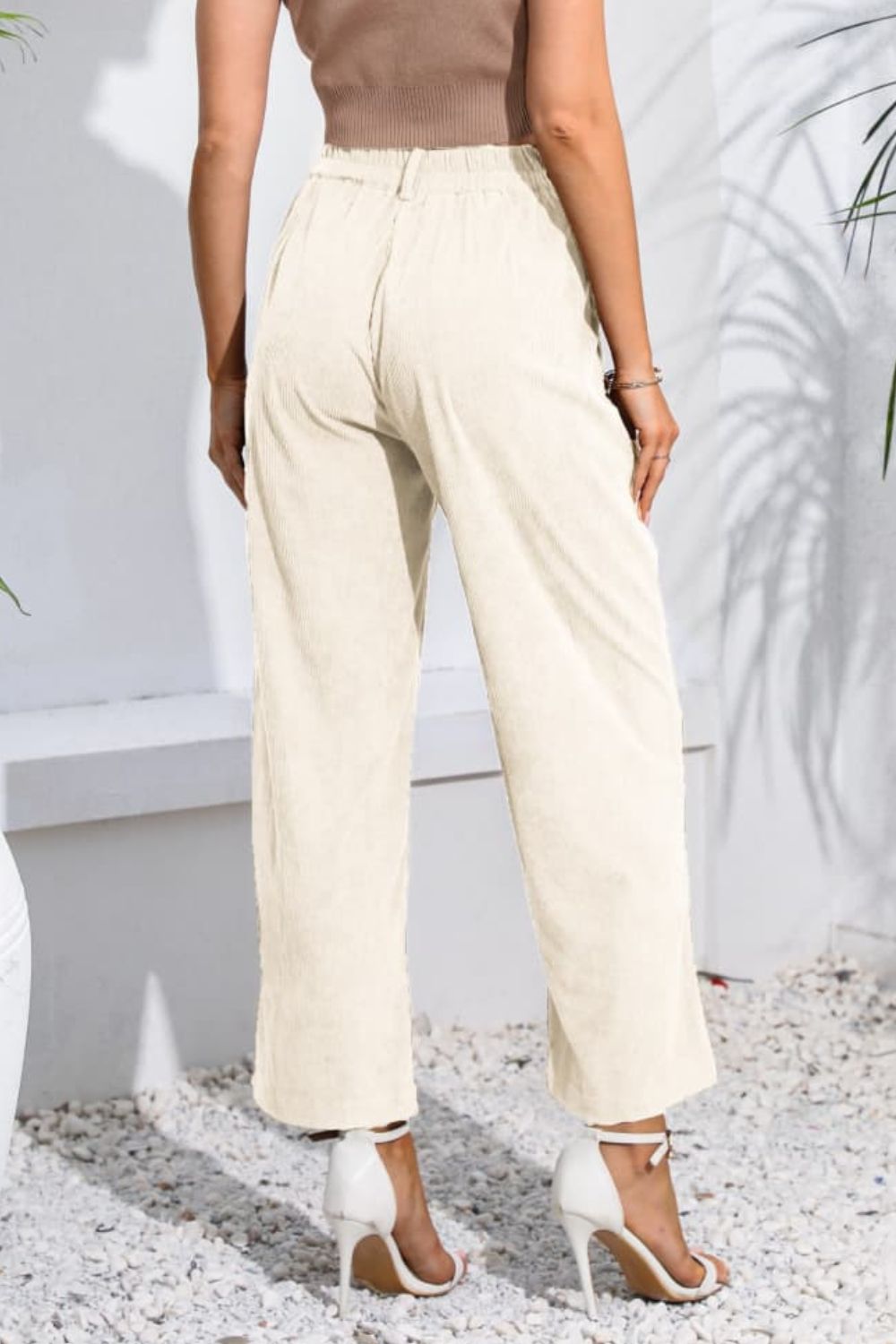 swvws Buttoned  Straight Hem Long Pants