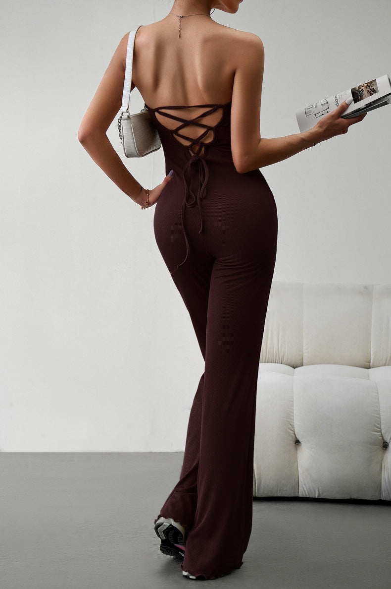 swvws Strapless Lace-Up Jumpsuit