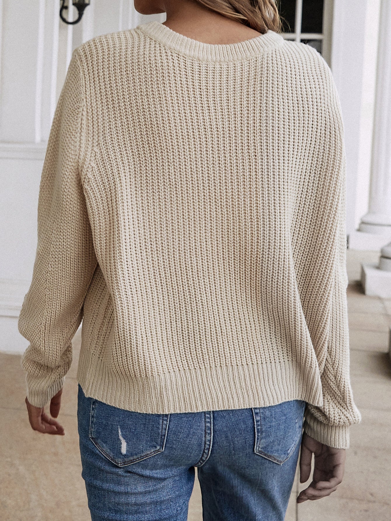 swvws Button Down Rib-Knit Reversible Sweater