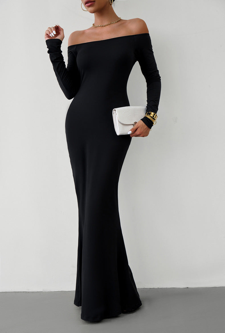 swvws Off-Shoulder Long Sleeve Maxi Dress