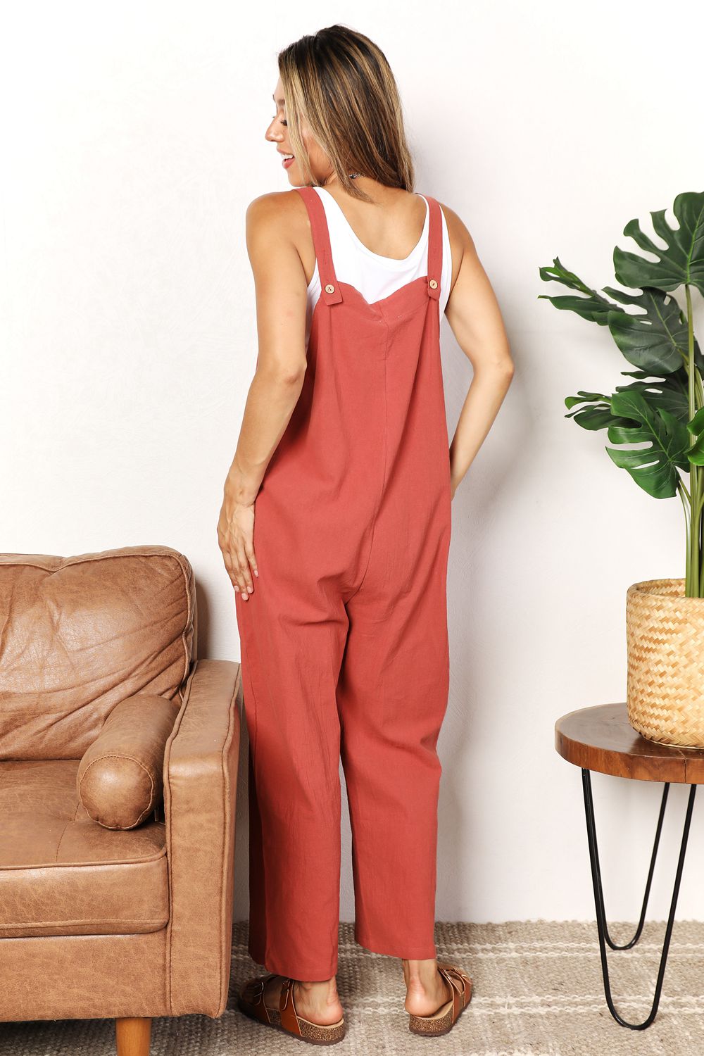 swvws Double Take Wide Leg Overalls with Front Pockets